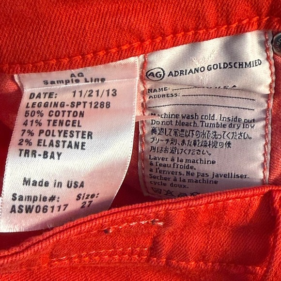 AG Adriano Goldschmied The Legging Super Skinny Red Jeans Womens 4 27 NWOT - Picture 5 of 7